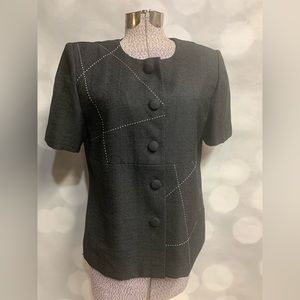Leslie‎ Fay fabric covered buttons blouse